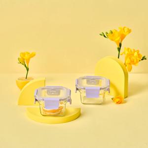 퓨어 유리 밀폐용기 정사각 160ml 2조 세트(베리페리)