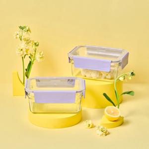 퓨어 유리 밀폐용기 직사각 1780ml 2조 세트(베리페리)