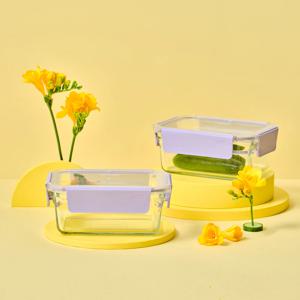 퓨어 유리 밀폐용기 직사각 1020ml 2조 세트(베리페리)