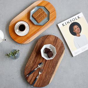 우드 타원 식탁매트 플레이팅 도마 마호가니 웨루 원목