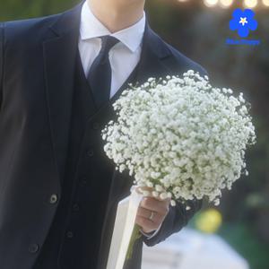 화이트 안개꽃 생화 웨딩촬영 꽃다발 인테리어