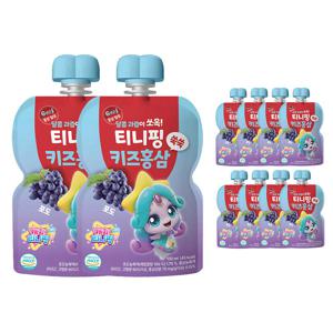 과일 유아 어린이간식 음료 티니핑 키즈홍삼 쑥쑥 포도 100ml*10개