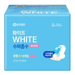 화이트 생리대 수퍼흡수 울트라 중형 18매 X 1팩 날개형