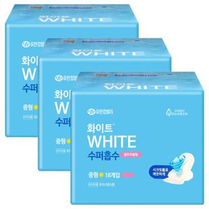 화이트 생리대 수퍼흡수 울트라 중형 18매 X 3팩 날개형