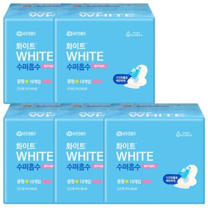 화이트 생리대 수퍼흡수 울트라 중형 18매 X 5팩 날개형
