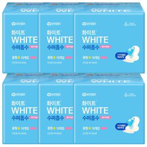화이트 생리대 수퍼흡수 울트라 중형 18매 X 6팩 날개형