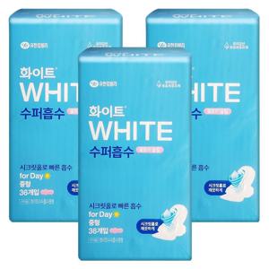 화이트 생리대 수퍼흡수 울트라 중형 36매 X 3팩 날개형