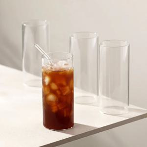 [브랜드세일] 2+2 심플 일자 투명 아이스커피잔 에이드잔 내열유리컵 대(440ml)
