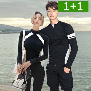 1+1 남성 여성 래쉬가드세트 빅사이즈 커플 레쉬가드 5종세트 남자 여자 수영복 비치웨어