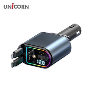 4IN1 릴타입 시거잭 차량용 멀티 초고속충전기 동시4대충전 LED 화면 CP-500D