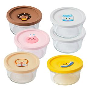글라스락X브레드이발소 햇밥용기 6조 세트 (A)