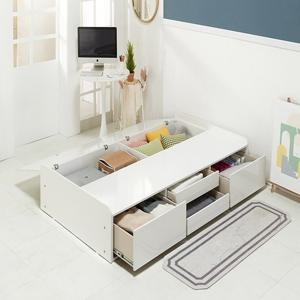 중학생 무헤드 수납서랍형 슈퍼싱글침대프레임 화이트