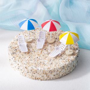 미니어처 파라솔과 썬베드 3세트 (중-높이6cm)