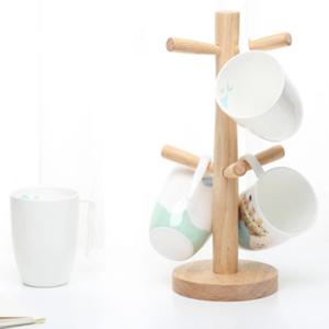 컵 걸이 홀더 정리대 수납 인테리어 주방 원목 건조대 스탠드 6구