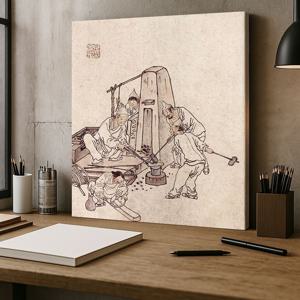 김홍도 대장간 그림 캔버스액자 풍속화 동양화 한국화 민화 전통 클랙식 고전 인테리어