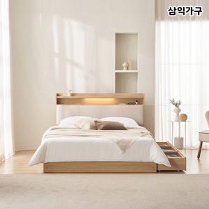 르메인 패브릭 LED 3단 수납 침대 매트포함 SS/Q