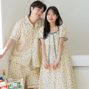 투피스 / 원피스 2타입) 순면 아사면 여름 커플 잠옷