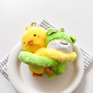 병아리개구리 포옹 키링 생일 행운 커플 자동차 키 홀더 가방 인형 키링줄 미니가방 열쇠