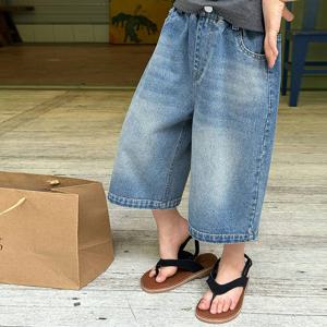 로시 와이드 7부 데님 팬츠 R14240