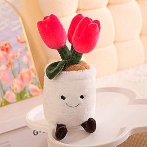 튤립 화분 인형 인테리어 쿠션 포인트 캐릭터