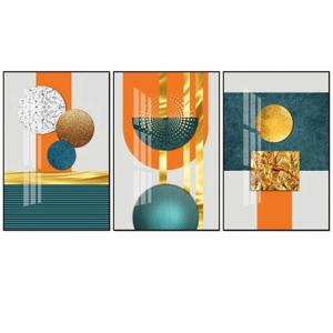 오렌지 기하 골드 추상 3점 시리즈 (아트-502)
