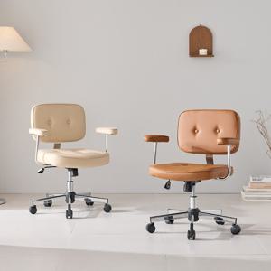 누보 레트로 가죽 책상 사무용 학생 인테리어 의자 2colors