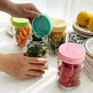 헥사 제뉴엔 실리콘뚜껑 샐러드 밀프랩 보틀 유리병 480ml MK580 4P