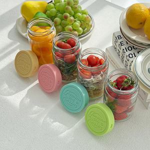 헥사 제뉴엔 실리콘뚜껑 샐러드 밀프랩 보틀 유리병 400ml SK580