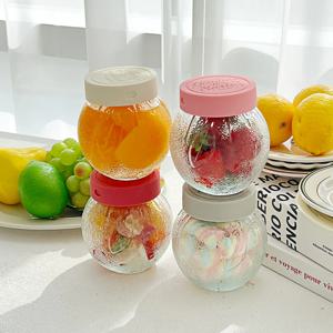 헥사 제뉴엔 실리콘뚜껑 샐러드 밀프랩 보틀 유리병 레몬 450ml