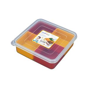국산 정사각 밀폐용기 4호 1.2L 칸칸 삽입형 분리 반찬통 도시락