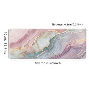 TEMU 시크한 핑크 & 블루 대리석 디자인 대형 게이밍 마우스 패드 - 31.4x15.7인치 미끄럼 방지 고무 베이스, 스티치 엣지 데스크 매트 키보드 및 컴퓨터용 - 그 또는 그녀를 위한 완벽한 선물