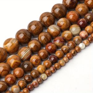 TEMU DIY 주얼리 만들기용 갈색 목재 재스퍼 천연 돌 비즈 - 4mm, 6mm, 8mm, 10mm, 12mm 사이즈의 라운드 루스 비즈 - 팔찌 및 공예 선물에 이상적, 주얼리 만들기용 비즈