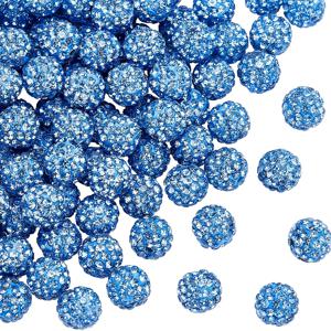 TEMU 100개 10mm 파란 라인스톤 폴리머 클레이 라운드 디스코 볼 비즈, 주얼리 만들기 DIY 목걸이 팔찌 파티 장식 수제 공예 재료