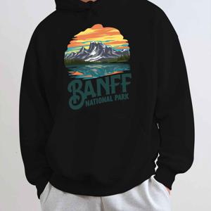 TEMU Banff 국립 공원 새로운 가을과 겨울 벨벳 스웨트셔츠 남성 의류 무료 후디 옷 미국 트렌디 프린트 탑 남성 선물