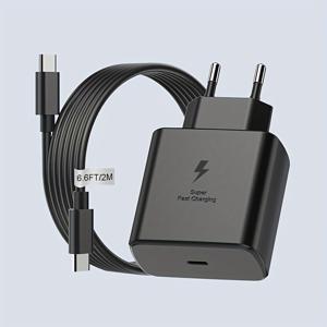 TEMU 빠른 충전 울트라 라피드 USB-C 30W 빠른 충전기, 2M 케이블, 삼성 갤럭시 S24 S23 S22 S21 S20 울트라, 노트 20/10/9, 아이폰 15, 아이패드, 구글 픽셀 - 범용 호환성, 퀵 충전, 유럽 표준 플러그, USB 충전기|C타입충전기