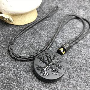 TEMU 남성용 천연 흑요석 생명의 나무 펜던트, 무광 생명의 나무 목걸이 펜던트, 흑요석 생명의 나무 목걸이 펜던트 장식