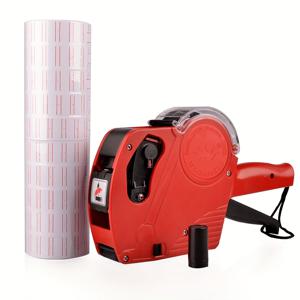 TEMU 1pc MX-5500 8자리 가격 태그 총 5000 스티커 라벨과 1개 잉크 재고, 라벨 메이커 가격 총 키트 번호 라벨 총 오피스, 소매점, 식료품점, 조직 라벨링 (빨간색)