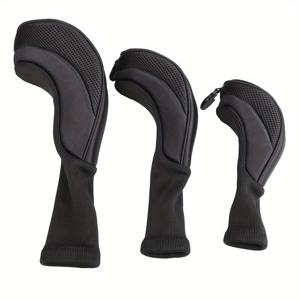 TEMU 3pcs 롱 넥 골프 클럽 헤드 커버, 우드 드라이버 보호 헤드커버, 골프 퍼터 커버