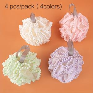 TEMU 4pcs 레이스 슈퍼 엑스 폴리 에이 팅 홈 스파 샤워 수세미 퍼프 스폰지, 푸프 메쉬 브러시, 페이스 바디 용 목욕 스파 퍼프 스크러버 볼, 풍부한 폼 버블|수세미