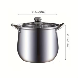 TEMU 1pc 스테인리스 스틸 스톡 냄비, 대형 수프 냄비, 주방 용품, 주방 액세서리, 실내 실외 요리 도구 크리스마스 선물