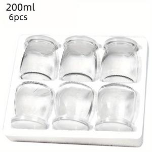 TEMU 6/10개, 유리 푸딩 항아리, 뚜껑이 있는 100ml/200ml 요구르트 컵, 다목적 디저트 몰드, 젤리 및 잼 용기, 주방 보관 공예품