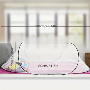 TEMU 1pc 휴대용 모기장 캠핑용, 1인 유리 섬유 및 폴리에스테르 블렌드, 비직조 직물, 지퍼 폐쇄, 방수 없음, 접이식 가족 캠핑 장비