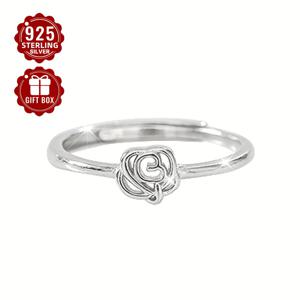 TEMU 여성을 위한 1pc S925 스털링 실버 장미 꽃 링, 우아한 헐로우 디자인, 섬세한 한국 스타일의 보석 선물 1.35g/0.05oz