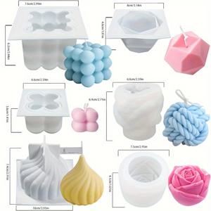 TEMU LEQU 캔들 만들기용 실리콘 몰드 세트 6개입, 야구 볼 버블 캔들 몰드, 3D 장미 실리콘 몰드, 베이킹 디저트 케이크 몰드, 소이 왁스 실리콘 몰드, 비누, DIY 아로마테라피 캔들