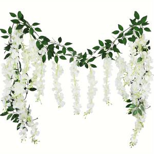 TEMU 1pc Bloomings 6.2ft 인공 비스테리아 비네 가든, 결혼식 아치, 파티, 정원, 집 테이블 배경, 잘되세요 장식, 전기나 배터리가 필요하지 않습니다