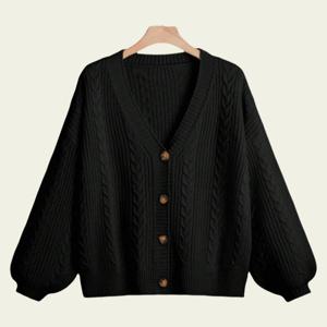 TEMU 플러스 사이즈 텍스처 버튼 프런트 니트 가디건, 캐주얼 롱슬리브 오픈 프런트 가디건, 여성 플러스 사이즈 의류