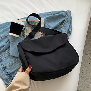 TEMU 대용량 내구성 나일론 크로스바디 백, 조절 가능한 스트랩, 지퍼 클로저 - 가벼운, 접이식 디자인, 베이지/커피/블랙 - 일상 사용에 이상적