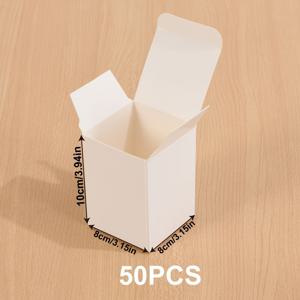 TEMU 50개/1세트, 화이트 종이 상자, 특급 배송용, 선물 상자, 운송용, 제품은 평평하게 배송되며, 직접 접어서 모양을 만들어야 함, 운송용 상자 포장 상자, 선물 상자, 골판지 상자, 제품 표면은 비어 있음, 상자 모양: 상단 플러그, 하단은 버클 하단|폴딩박스