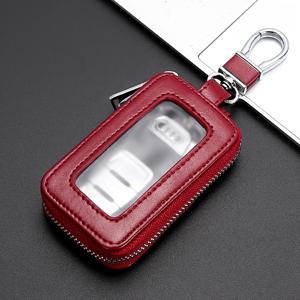 TEMU 남성용 슬림 블랙 인조 가죽 자동차 키 케이스, 시각적 거울 포함 - 내구성 있고 충격 흡수 미니 자동차 키 거치대 & 지갑
