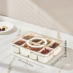 TEMU 손잡이가 있는 8칸 분할 서빙 트레이 - 여행, 파티, 냉장고 보관에 완벽한 다용도 스낵 & 과일 정리함 - 크리스마스 또는 할로윈 선물로 이상적